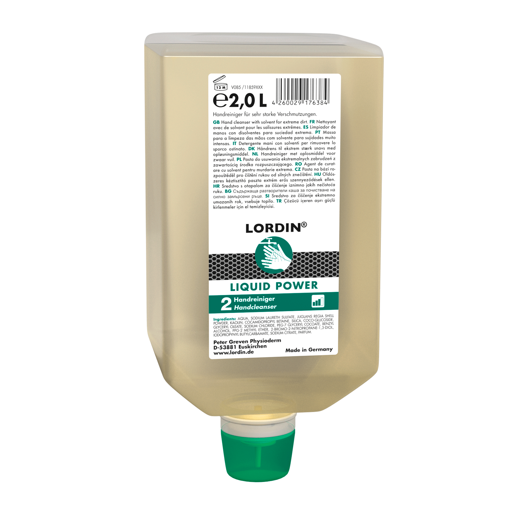 LORDIN® LIQUID POWER, 2 Liter Varioflasche, Hautreinigung für stärkste Verschmutzungen