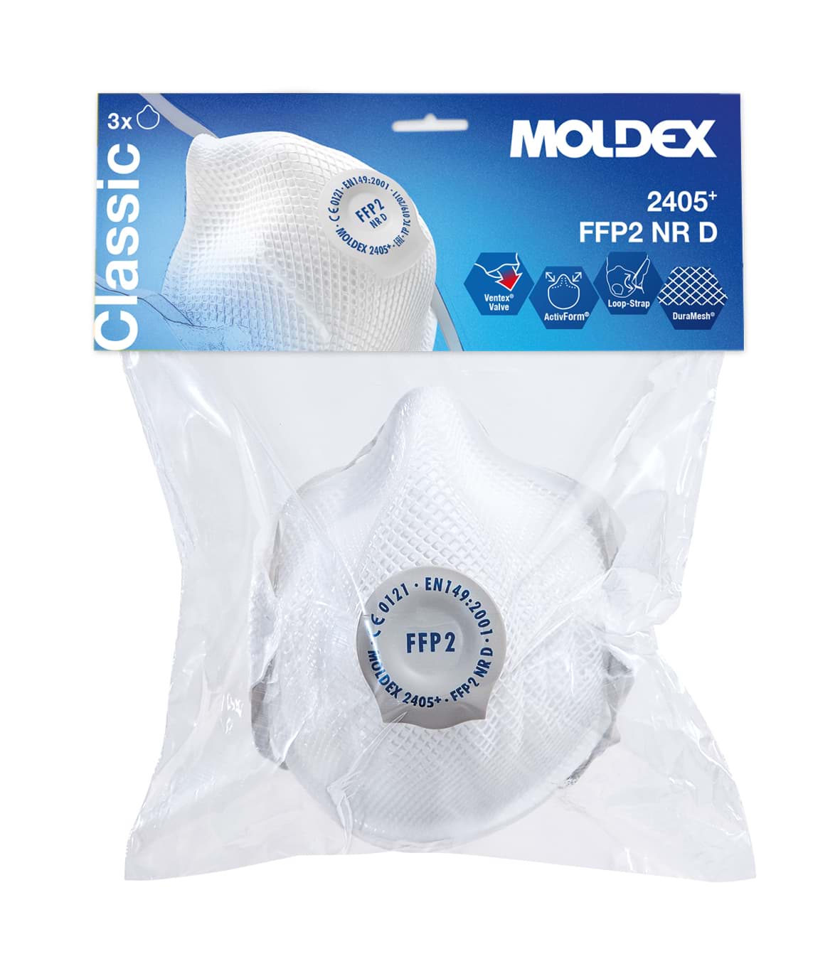 MOLDEX® 2405 FFP2 NR D mit Klimaventil in der Blisterverpackung
