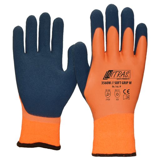 Nitras Winterhandschuh 3560W orange, Soft Grip, Latex gesandet